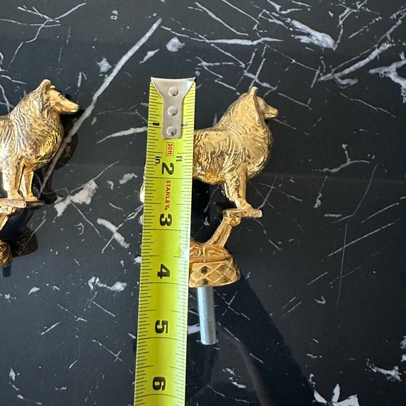 Set of 3 Heavy Gold Dog Trophy Topper/ Screw-On Decor Vintage - Picture 11 of 13